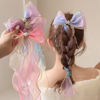 เครื่องประดับผม กิ๊บติดผม ประดับโบว์ สีหวาน