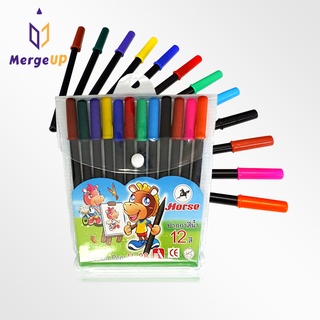 ปากกาเมจิก ตราม้า Horse 12 สี No.H-88 ปากกาสีน้ำวาดเขียน ระบายสี สีเมจิก