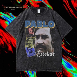 เสื้อยืดผ้าฝ้าย เสื้อยืด พิมพ์ลาย Tryworldbdg OFFICIAL "PABLO ESCOBAR" | เสื้อยืด ซักได้ | หินล้าง | เสื้อยืด ขนาดใหญ่ |