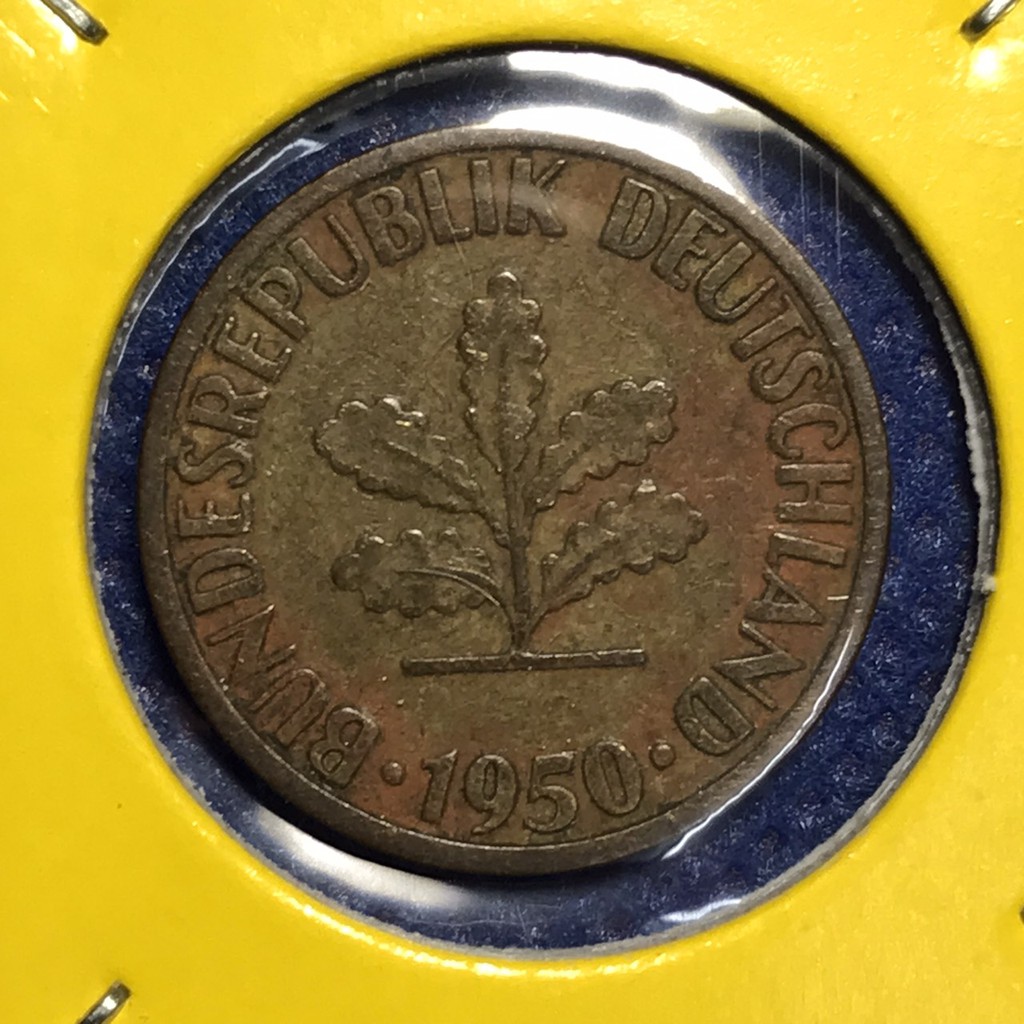 เหรียญรหัส13706 ปี 1950F เยอรมัน 5 PFENNIG เหรียญต่างประเทศ เหรียญสะสม เหรียญหายาก