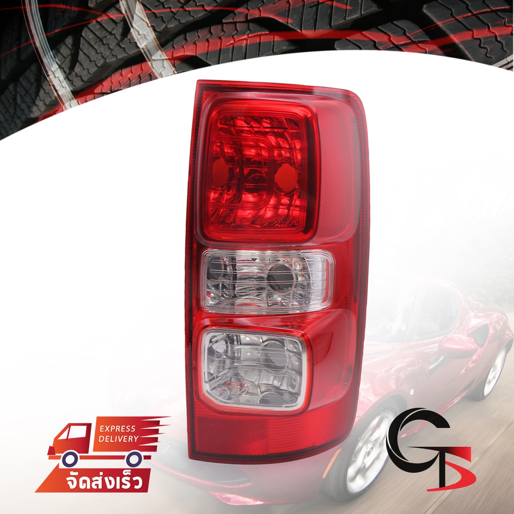 เสื้อไฟท้าย ไม่มีหลอด รุ่นไม่ LED ข้างขวา สีแดง+ใส สำหรับ Chevrolet Colorado LT ปี 2012-2019