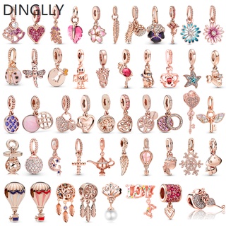 Dinglly จี้สร้อยคอ รูปตาข่ายดักฝัน ต้นไม้ หัวใจ สีโรสโกลด์ เครื่องประดับ Diy