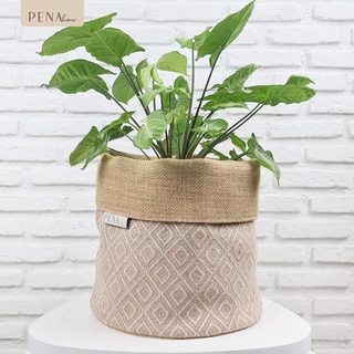 Pena Home : PLANT POT COVER กระถางต้นไม้ สีครีมลายไทย 7PAS0001-7PAXL0001