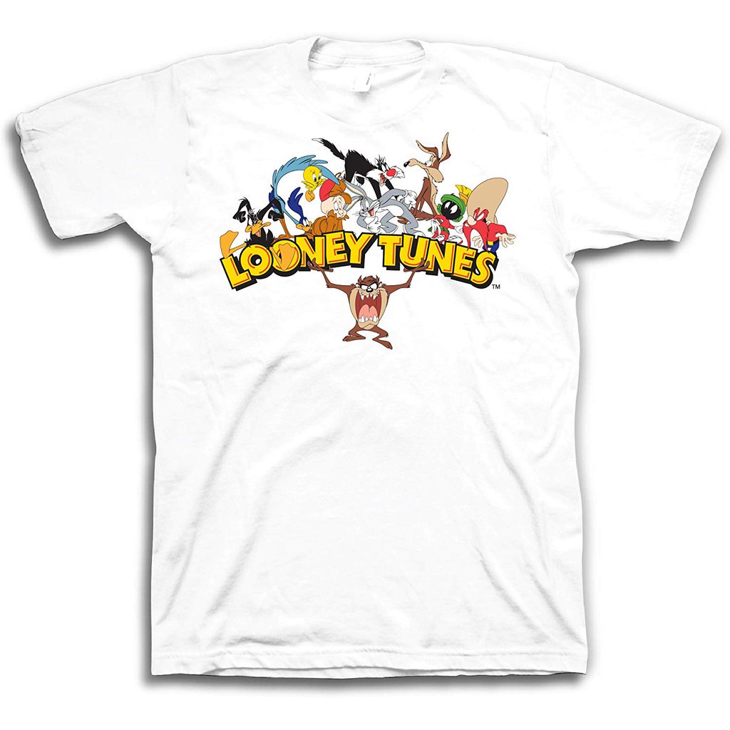 Featured Looney Tunes Group Bugs Bunny Marqin และ Taz 90S Classicial Sportswear เสื้อยืดผู้ชายผ้าฝ้า