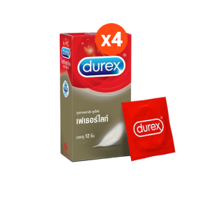 ดูเร็กซ์ ถุงยางอนามัย เฟเธอร์ไลท์ 12 ชิ้น จำนวน 4 กล่อง Durex Fetherlite Condom 12