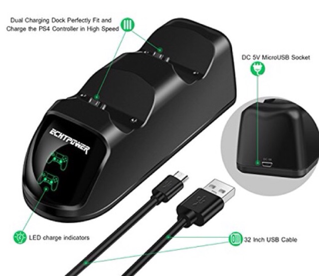 DOBE แท่นชาร์จจอย Ps4 มีไฟ (Ps.4 Dual Charging Dock of DOBE)(ที่ชาร์จจอย Ps4 ของ DOBE)(Charging Dock For Ps4 Controller)