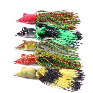 ตกปลาทะเลเหยื่อตกปลาล่ออาหารปลา 5Colors 7g/9cm Artificial Wobbler Thunder Frog Tassel Plastic Hard Bait Lifelike Skin Bass With Sharp Hook Bionic Bait 3D Eyes Sea Fishing Lure Outdoor Fishing Gear