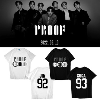 เสื้อยืดลําลอง แขนสั้น พิมพ์ลาย Kpop BTS PROOF V JIMIN แฟชั่นฤดูร้อน สําหรับผู้ชาย และผู้หญิง bt