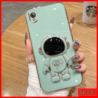 Modu เคสโทรศัพท์มือถือชุบไฟฟ้า ลายนักบินอวกาศ สีมาการอง พร้อมขาตั้ง หรูหรา สําหรับ Vivo Y91C Y1S