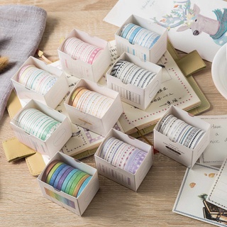 เทปสติ๊กเกอร์ Washi หลากสี 10 ม้วนสําหรับตกแต่งสมุดภาพ Diy