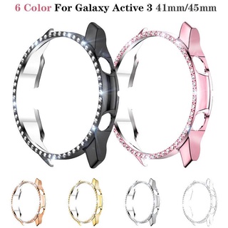 เคส PC ป้องกันเต็มเครื่อง ประดับเพชร สําหรับ Samsung Galaxy Watch 3 4 Classic 40 มม. 41 มม. 42 มม. 44 มม. 45 มม. 46 มม. Samsung Galaxy Active 2 40 มม. 44 มม. Gear S3