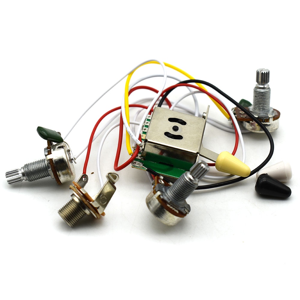 Prewired กีตาร์ไฟฟ้าชุดสายไฟ 2T1V 500K หม้อปุ่มควบคุม 5 ทิศทางสวิทช์แจ็คสําหรับ ST กีตาร์ไฟฟ้า