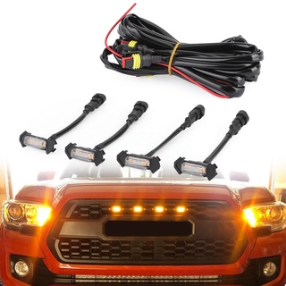 4 × ไฟกระจังหน้า LED สำหรับ Toyota Tacoma 2016-2020 LED ชุดโคมไฟ ไฟหน้ารถ