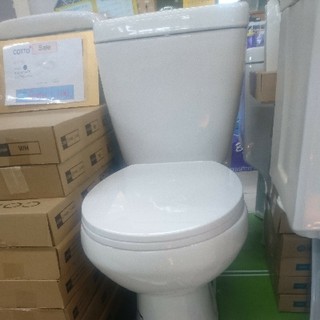 P12005สุขภัณฑ์ชักโครกสองชิ้น6ลิตรรุ่นเพียวสีขาว ส่งฟรี