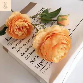 ดอกไม้ประดิษฐ์ ช่อดอกโบตั๋น 3 ดอก 6 สี ดอกไม้ปลอม ดอกโบตั๋นประดิษฐ์ ดอกไม้ประดิษฐ์ ตกแต่งบ้าน ตกแต่งห้อง ใส่แจกัน