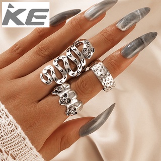 Exaggerated jewelry Alloy snake-shaped old ring three-piece set Geometric irregular ring combi