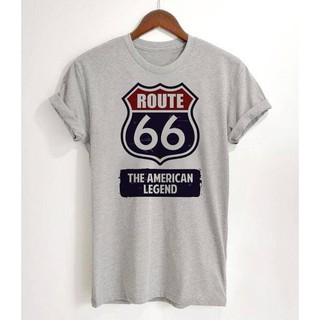 เสื้อยืดสีเทาวินเทจ ลาย ROUTE 66