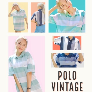 พร้อมส่ง!! เสื้อโปโลวินเทจ เสื้อโปโลลายทาง เสื้อ POLO