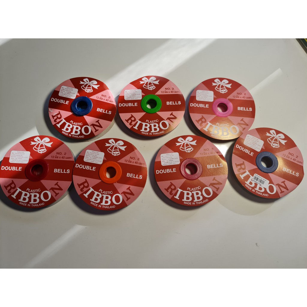 ริบบิ้น NO.2 กว้าง12 มม.ยาว40 เมตร ตราระฆัง PLASTIC RIBBON 1 ม้วน