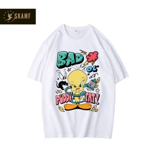 เสื้อยืดผ้าฝ้ายพิมพ์ลายขายดี เสื้อยืด พิมพ์ลายการ์ตูน LOONEY TUNES น่ารัก สีสันสดใส