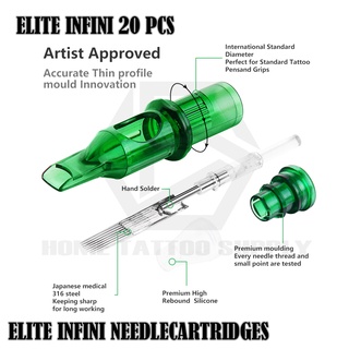 ELITE INFINI HAWK PEN อุปกรณ์สำหรับลงเงารหัส ] M1 [หน้าตรง] ใช้ได้กับเครื่องสักปากกาทุกรุ่น บรรจุ 20 ชิ้น