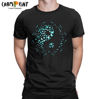 ถูกสุดๆเสื้อยืดแขนสั้น คอกลม ผ้าฝ้าย 100% พิมพ์ลายผีเสื้อ  Chi Yin Yang สําหรับผู้ชาย