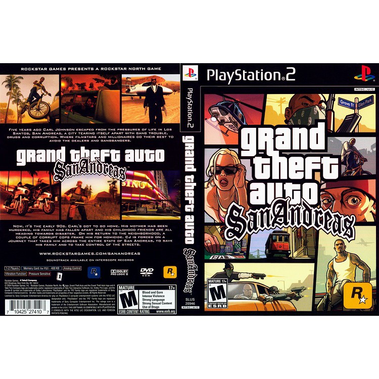 Playstation games 58 บาท GRAND THEFT AUTO SAN ANDREAS (Standard Edition) [PS2 US : DVD5 1 Disc] Gaming & Hobbies