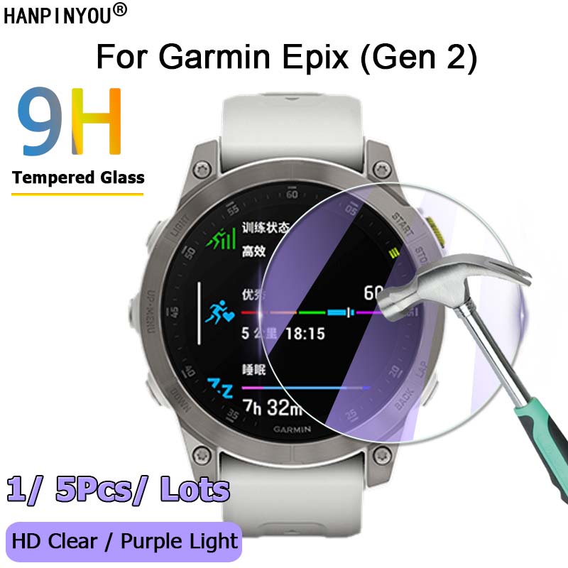 สําหรับ Garmin Epix Gen 2 Smart Watch Ultra Clear / Anti Purple Light 2.5D ฟิล์มกระจกนิรภัย ป้องกันหน้าจอ