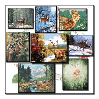 40*50 cm DIY ภาพวาดสีน้ำมัน ภาพระบายสีตามตัวเลข Paint By Numbers  deer in forest