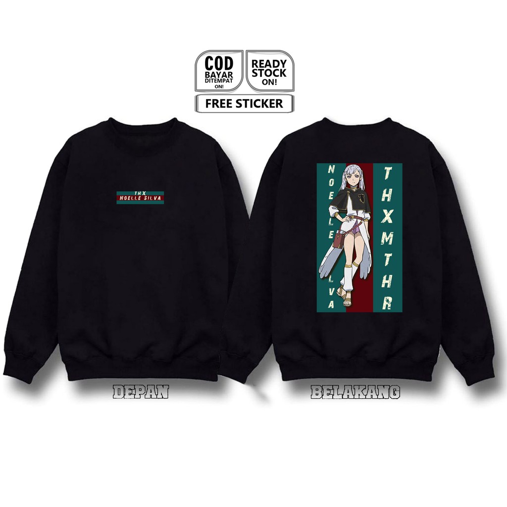 SWETER CREWNECK NOELLE SILVA BLACK CLOVER ASTA YUNO VANESSA ANIME MANGA JAPANESE CULTURE YAMI SIGN