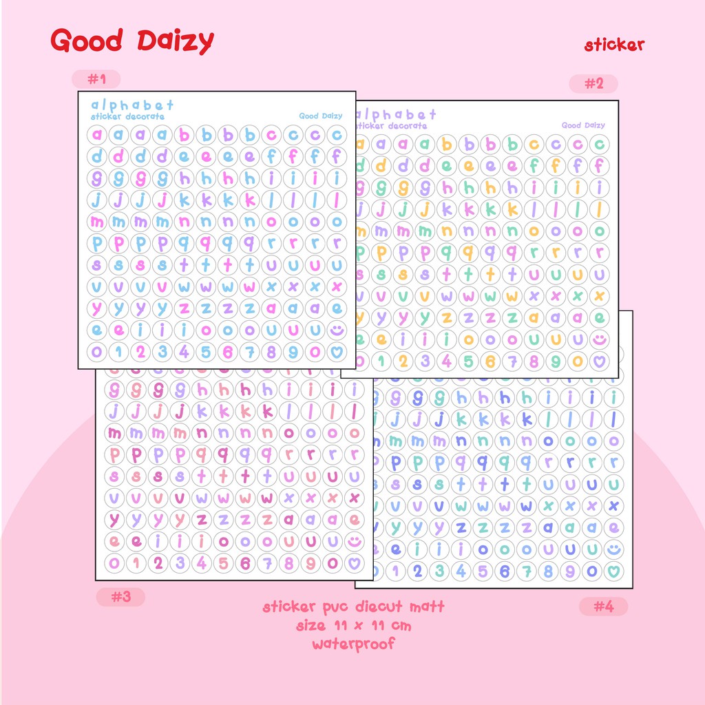 [พร้อมส่ง] alphabet sticker 11x11cm สติกเกอร์ แบรนด์ Good Daizy