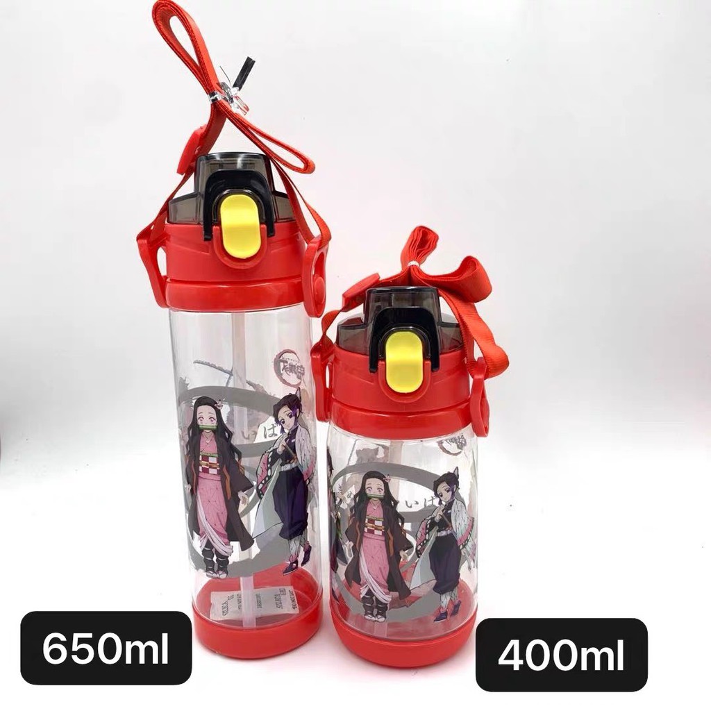 ขวดน้ำ ดาบพิฆาตอสูร ปราศจาก BPA มี 400ml/650ml มีสายคล้อง แบบหลอดดูดเด้งมีสายสะพาย หลอดซิลิโคน