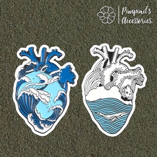 ʕ •ᴥ•ʔ ✿ พร้อมส่ง : เข็มกลัดเซ็ทหัวใจและมหาสมุทร | Heart &amp; Ocean Enamel Brooch Pin Set.