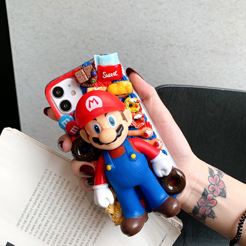 ❍ Cartoon Mario Cream เคสโทรศัพท์ iphone 11 12 pro 14 Max Apple XR soft case female mini