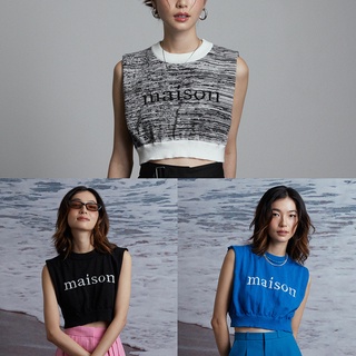 maison KEEPS Haru Knitted Tops เสื้อไหมพรมแขนกุดทอโลโก้ maison