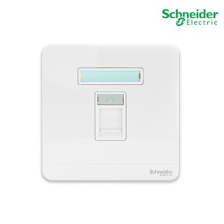 Schneider Electric : เต้ารับโทรศัพท์ มีม่านนิรภัย, Telephone Socker สีขาว รุ่น AvatarOn E : E8331RJS4_WE