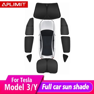 Tesla อุปกรณ์เสริมFor Tesla 20212022 Model 3 Model Y Car Front Rear Windshield Sun Shade Side Window rivacy Trim Sunshad