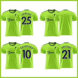 เสื้อยืด ลายทีมฟุตบอล Manchester Away Jersey Rashford Casemiro Antony Sancho 22-23 ชุดเยือน