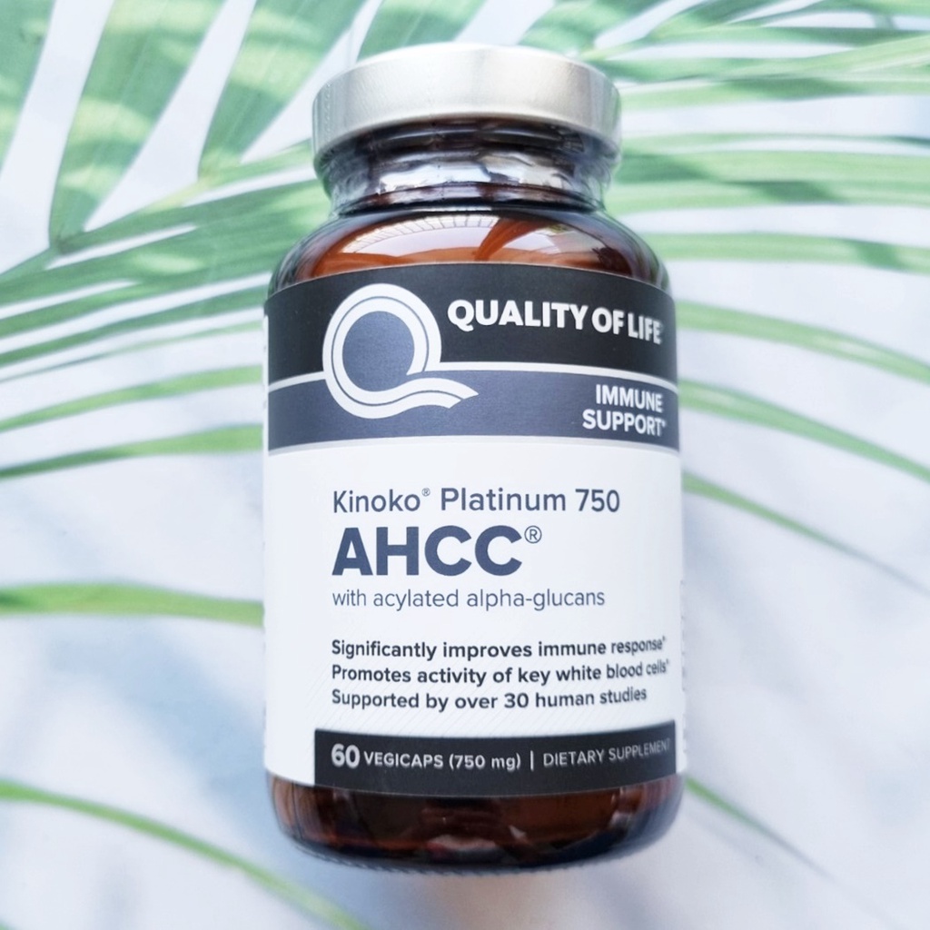 Kinoko Platinum AHCC 750 mg * 60 Vegicaps (Quality of Life Labs)  สกัดจากเห็ดในภูเขาคิโนโคะ ทางเลือกสำหรับผู้ป่วยมะเร็ง