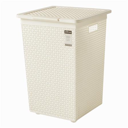 ตะกร้า ตะกร้าผ้าเหลี่ยมสูงมีฝา DKW HH-1110 ครีม ตะกร้าเสื้อผ้า