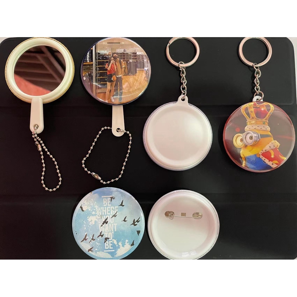 ที่ไม่ซ้ํากันที่กําหนดเองปุ่มป้ายพวงกุญแจกระจกพวงกุญแจ定制针扣 keykey 镜子