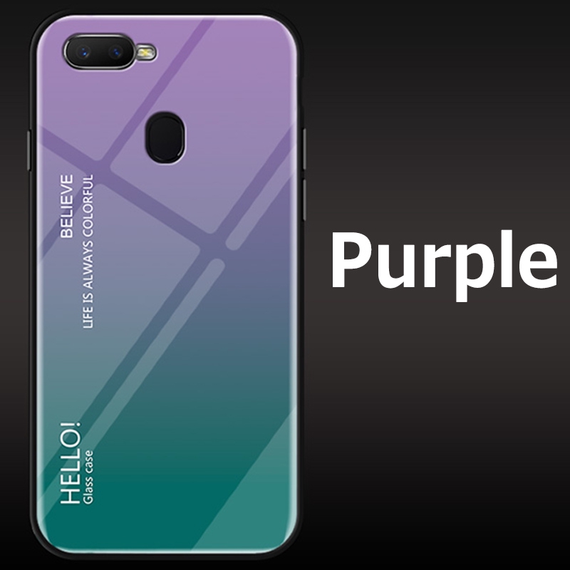 OPPO A7 Hard Case Gradient Glass เคสโทรศัพท์มือถือแบบบางพิเศษ ...