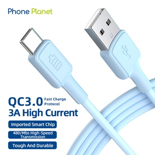 Phone Planet สายชาร์จเร็ว 3A Sierra Blue USB To สายชาร์ต type c Charger Cable ยางนุ่ม