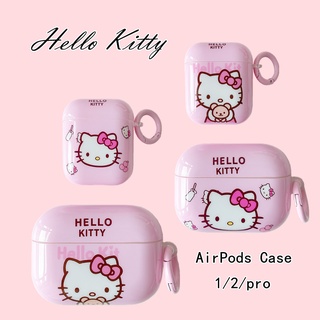 Hello Kitty เคส for airpods 3 Soft TPU Case AirPods Pro Case Airpods 1/2 Portable Protective IMD Cover With Pink Hook