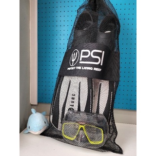 ราคากระเป๋าใส่ฟินดำน้ำ ผ้าตาข่าย PSI Mesh bag Protect the reef Sport Size L