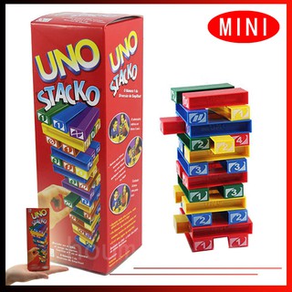 Mini UNO STACKO The Stacking Block เกมกระดาน ขนาดเล็ก เกมสําหรับครอบครัว เกมปาร์ตี้