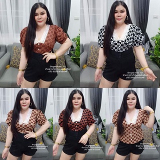 💥ถูกที่สุด จัดส่งไว🌟เสื้อคอวีแต่งลูกไม้แขนเจ้าหญิง สม็อคหลัง ผ้าวูเวฟ