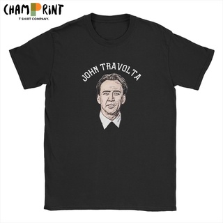 ถูกสุดๆเสื้อยืดแขนสั้น คอกลม ผ้าฝ้ายแท้ พิมพ์ลาย Nicolas Cage As John Travolta ขนาดใหญ่ สําหรับผู้ชาย