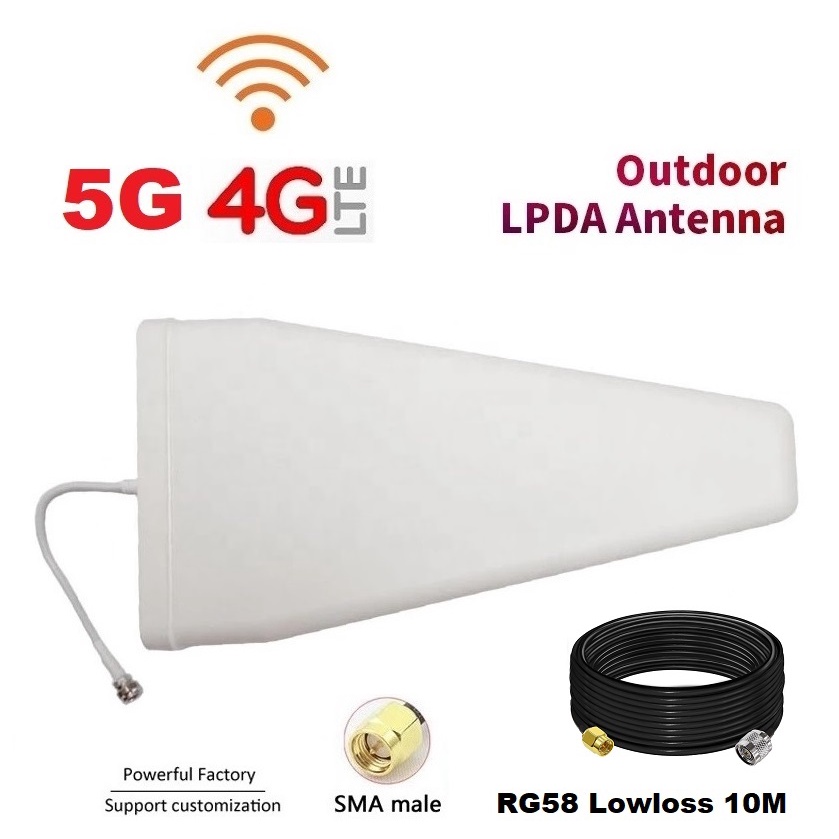 5G 4G 28dBi สาย 10 เมตร LPDA Antenna Signal Directional Antenna 690-3700MHz