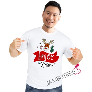 เสื้อยืดผ้าฝ้าย เสื้อยืดคริสต์มาสJambutree Funny Merry Christmas Party Celebration Cute Reindeer Fashion Unisex Graphic